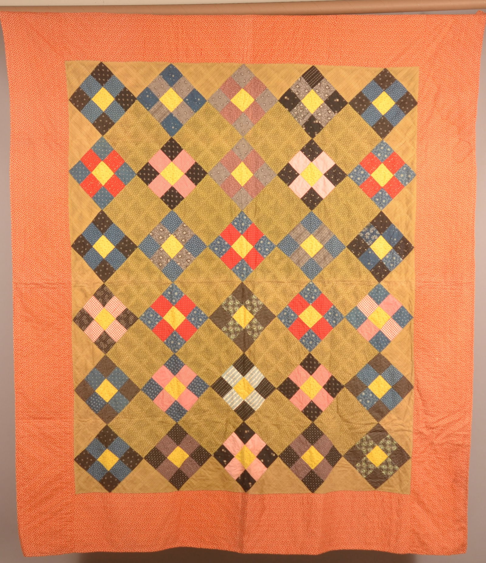 Antique 9-Patch Hand-Stitched Quilt. (1 of 5)