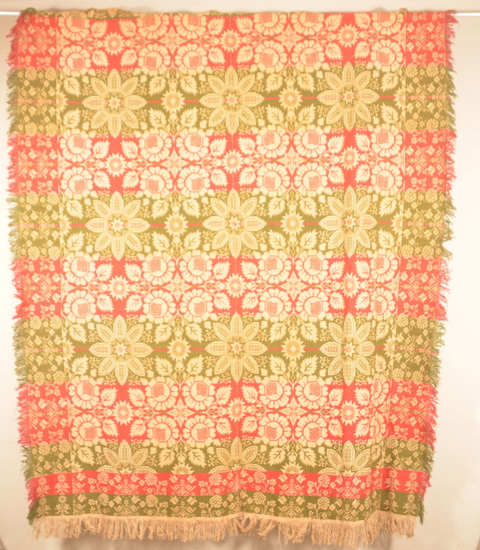 Early 3-Color, 2-Piece Antique Woven Coverlet. (1 of 6)