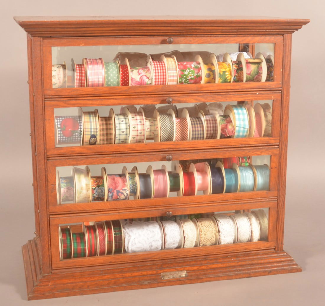 Country Store A.N. Russell Oak Ribbon Cabinet. (1 of 7)