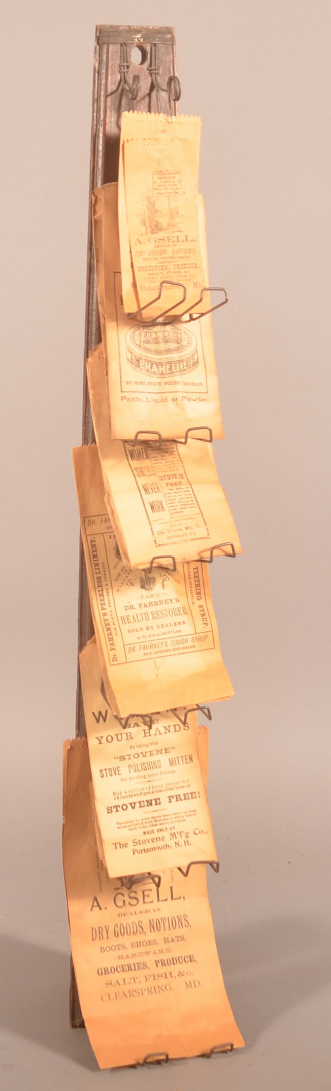 Antique Wall Mount Wood & Wire Bag Holder. (1 of 6)