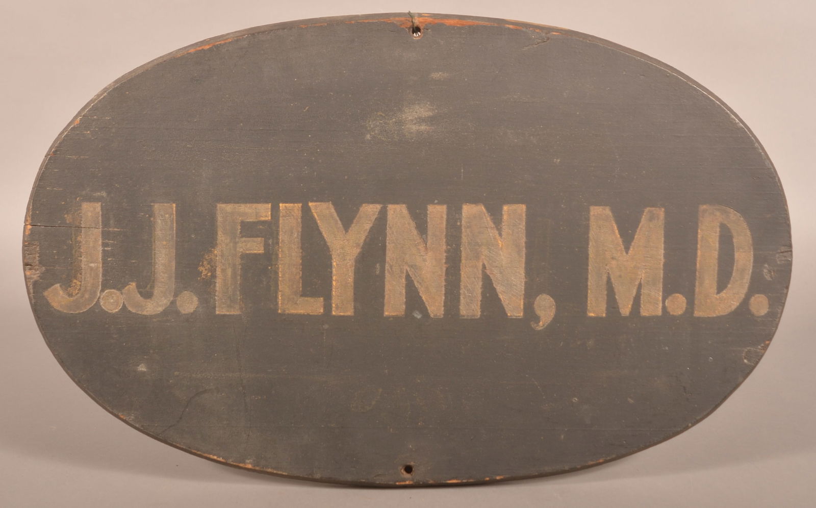 Early Oval Painted Wood Doctor's Trade Sign. (1 of 2)
