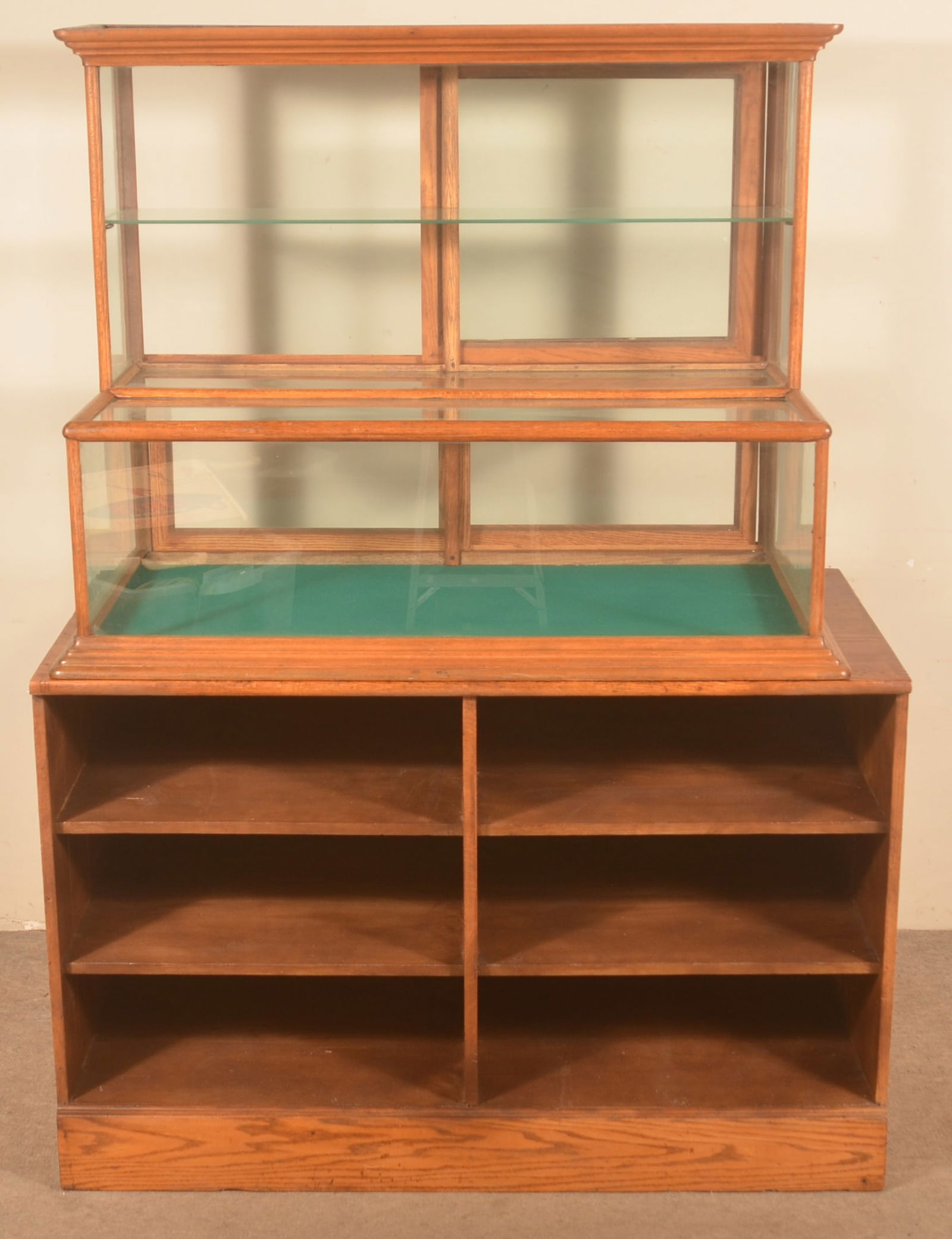 Oak Tiered Display Case & Oak Display Counter. (1 of 8)