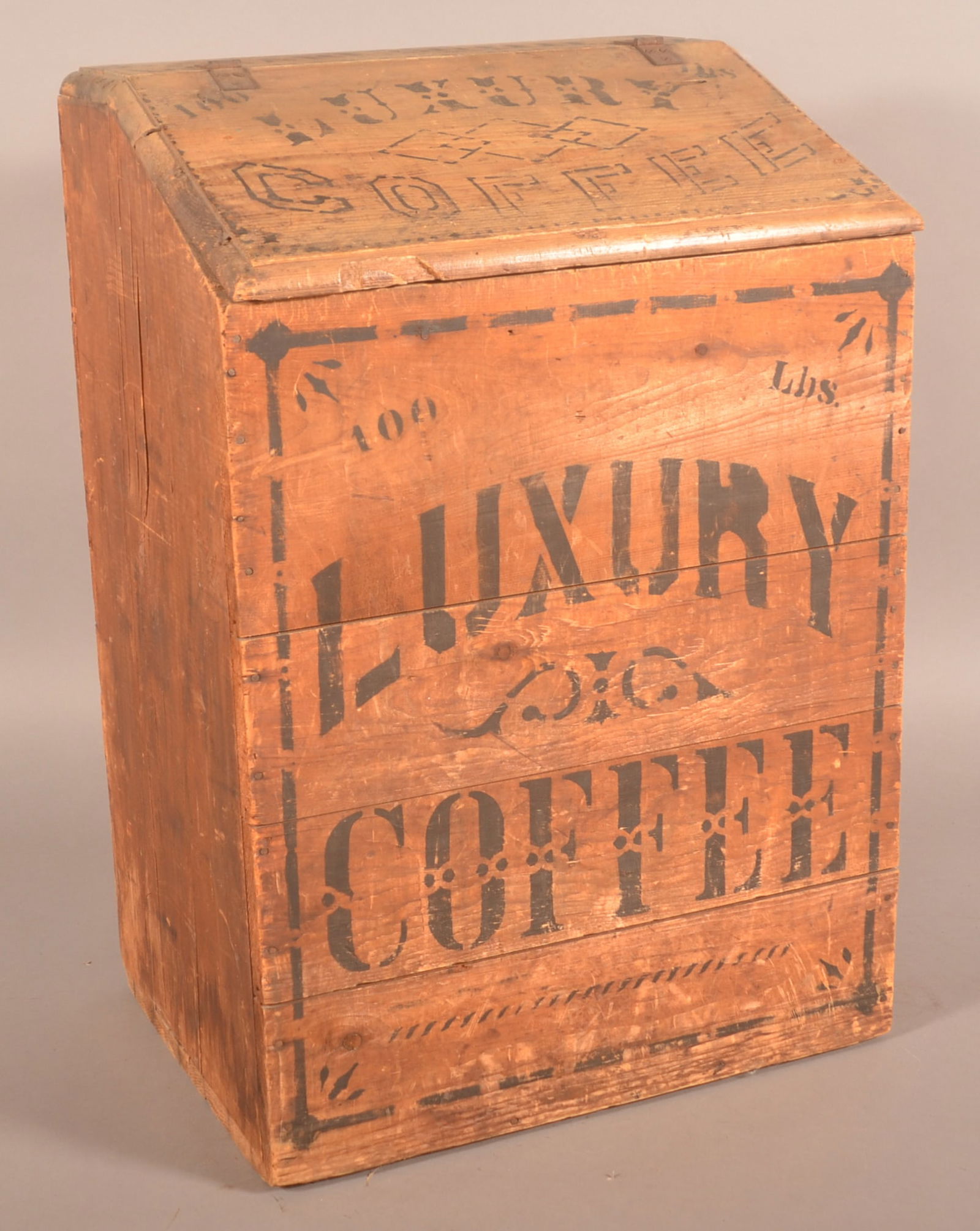 Antique Wood 100 lb. Luxury Coffee Bin. (1 of 6)