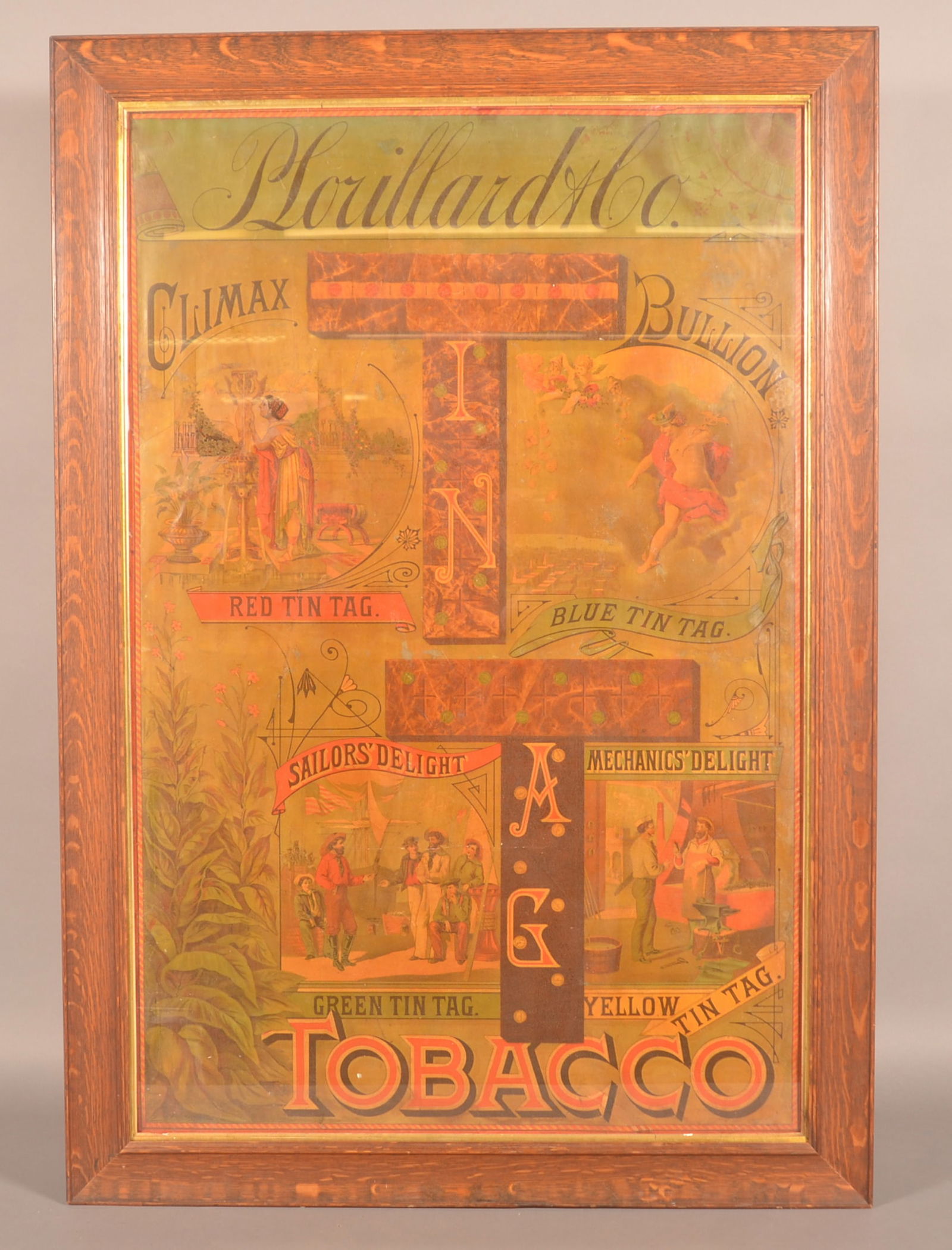 Great Framed P. Lorillard Climax Tobacco Sign. (1 of 6)