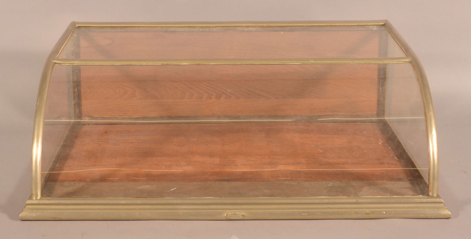 Curved Front Nickel and Glass Store Counter Case. (1 of 4)