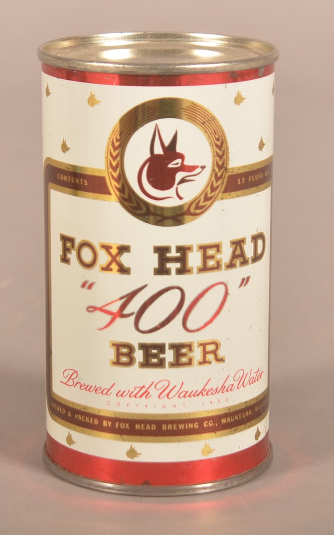 Clean Fox Head 400 Copyright 1953 12 oz. Beer Can. (1 of 3)