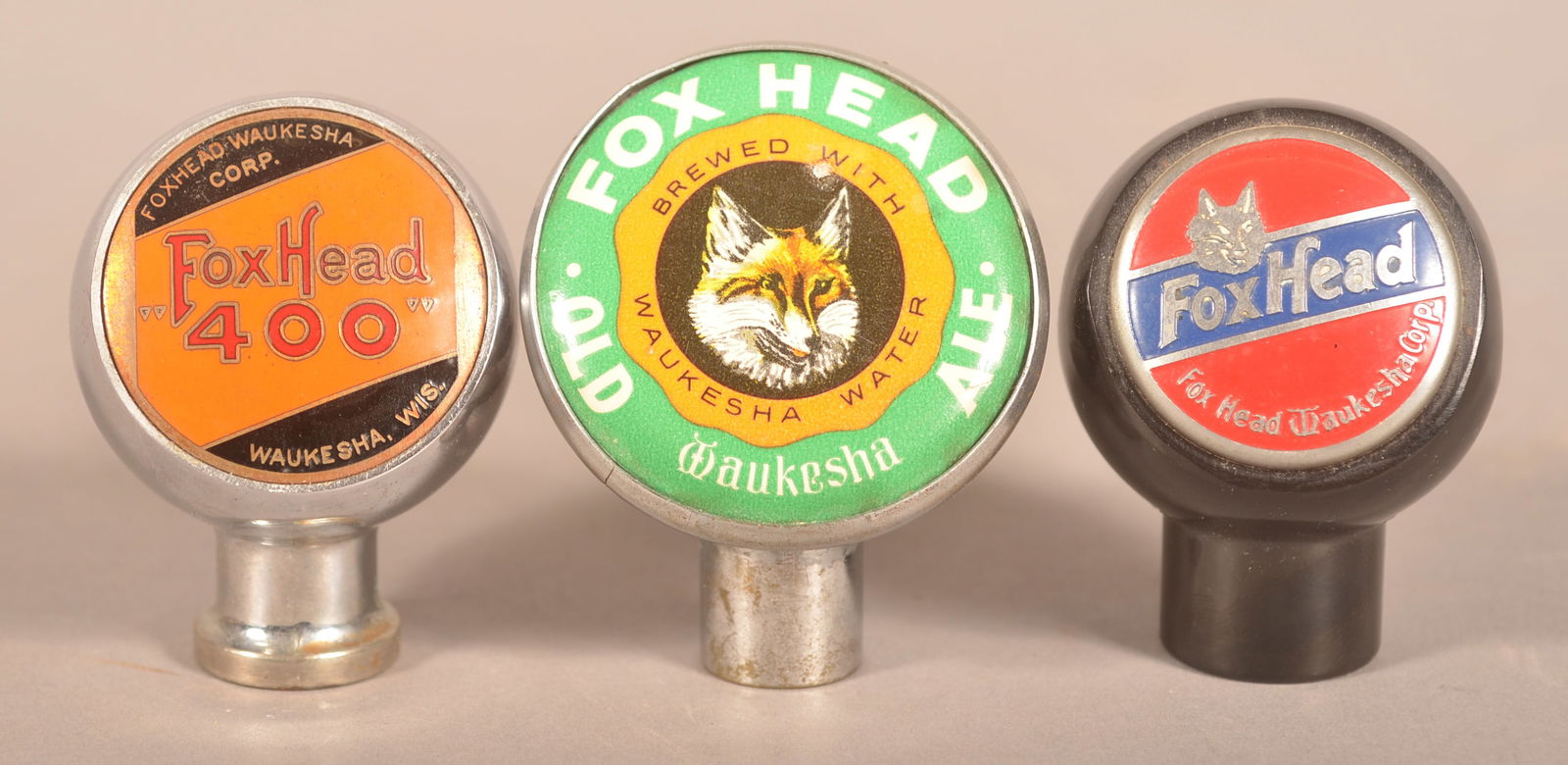 Three Vintage Fox Head Beer Taps. (1 of 2)