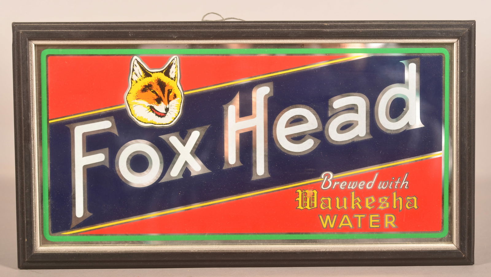 Fox Head Beer Mirrored Back Light Up Sign. (1 of 2)