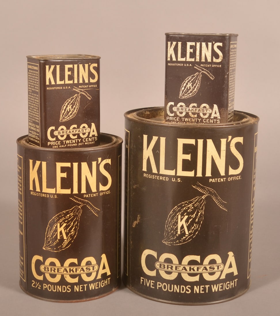 Four Klein's Breakfast Cocoa Advertising Tins. (1 of 3)
