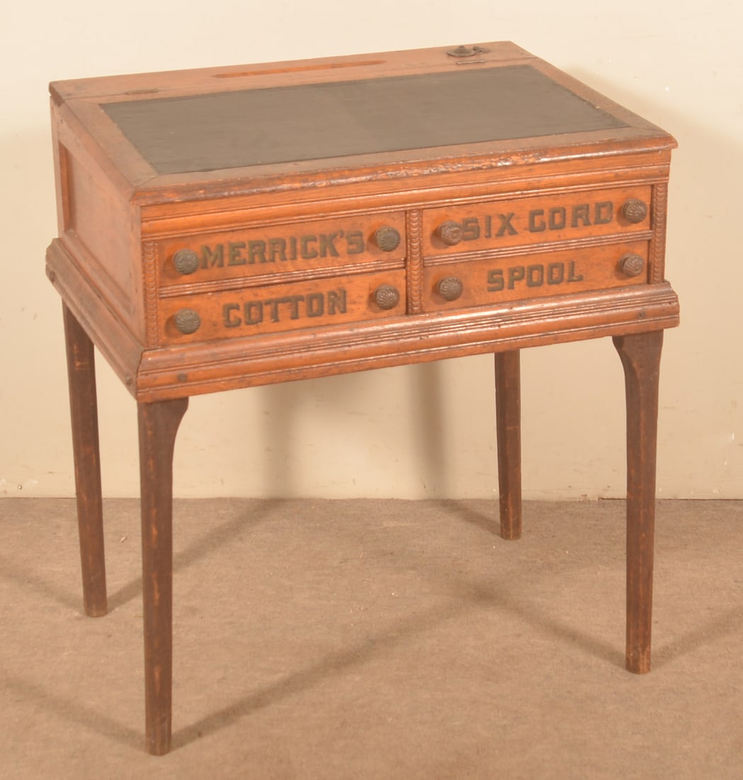 Merrick's Antique Oak Spool Cabinet Desk. (1 of 7)