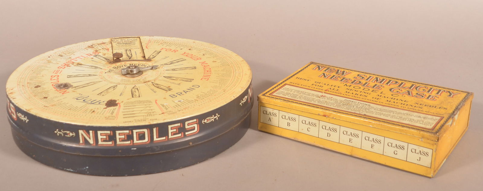 Two Tin Lithographed Advertising Needle Displays. (1 of 4)