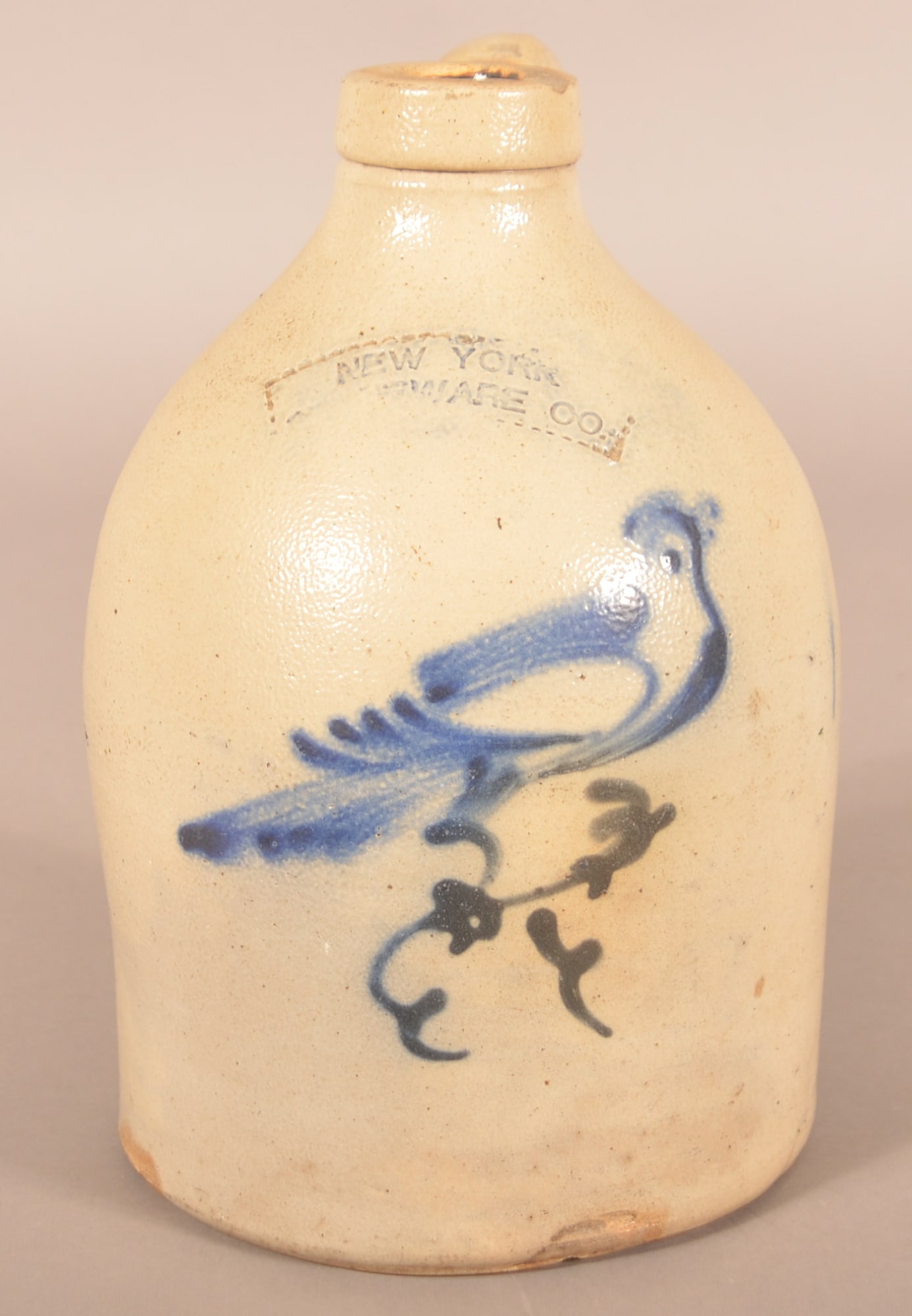 New York Stoneware 1-Gallon Blue Decorated Jug. (1 of 5)