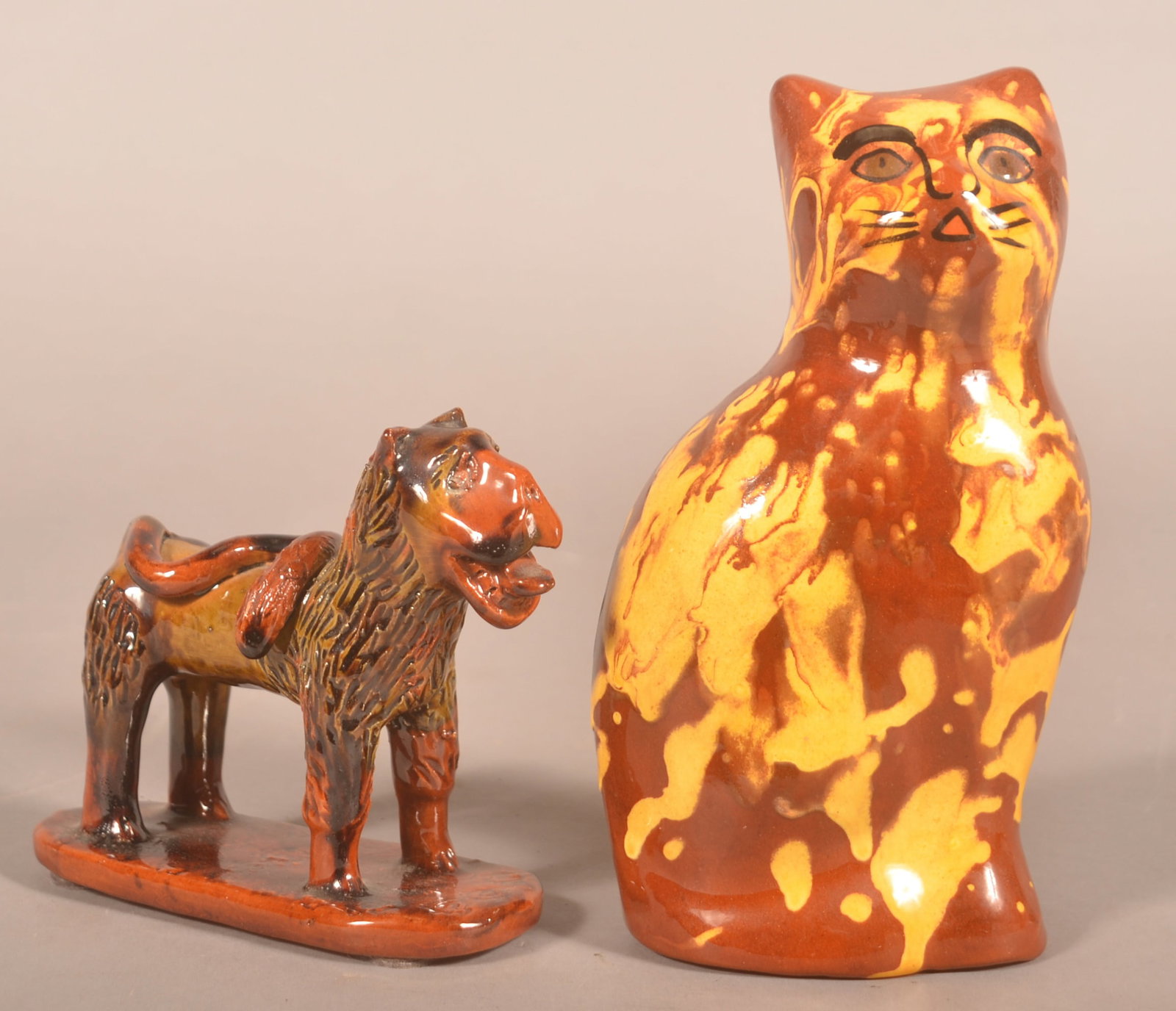 Unusual Breininger Dog w/ Long Tail & Seated Cat (1 of 3)