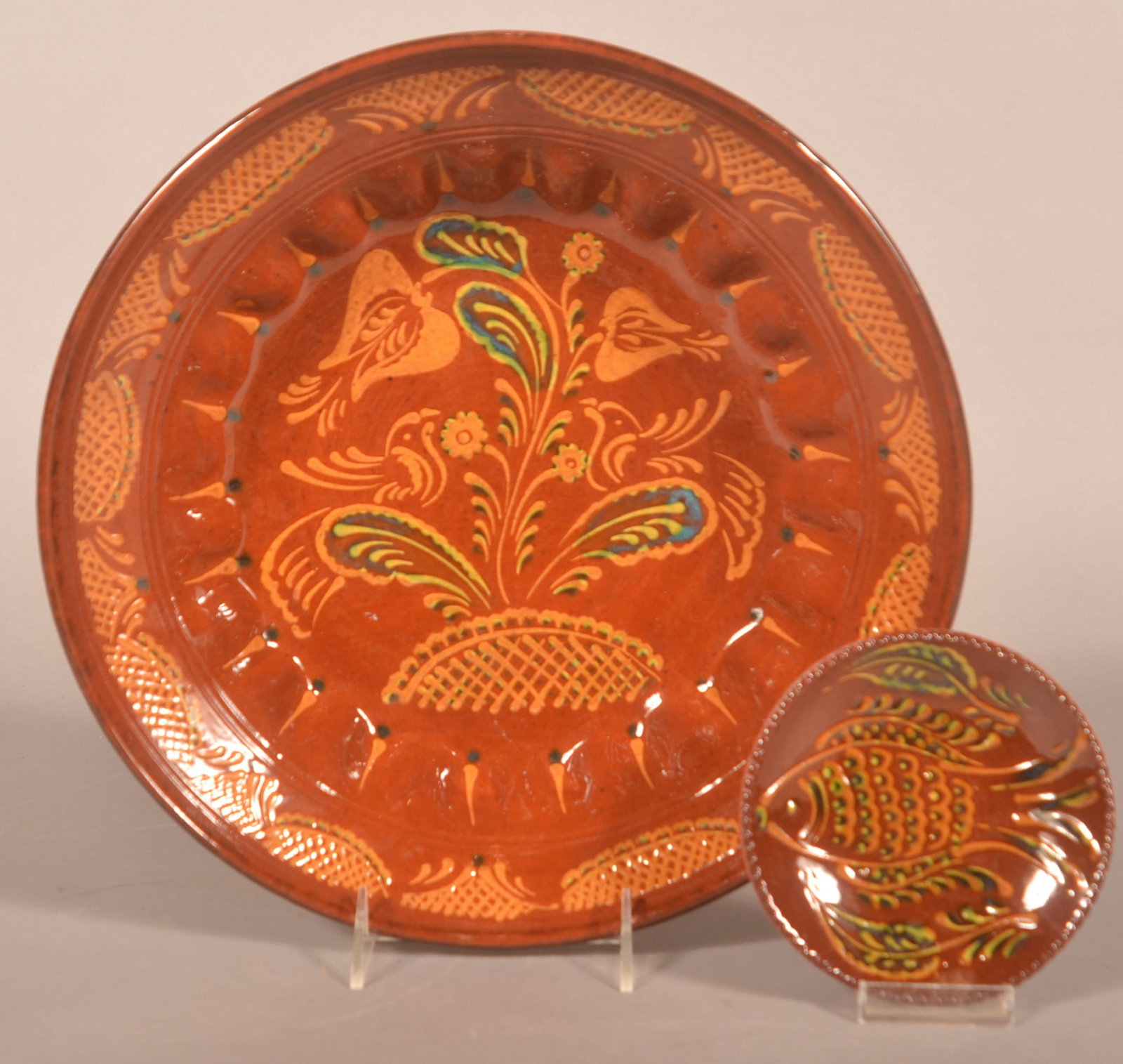 Large Ned Foltz Redware Dish & Plate (1 of 3)