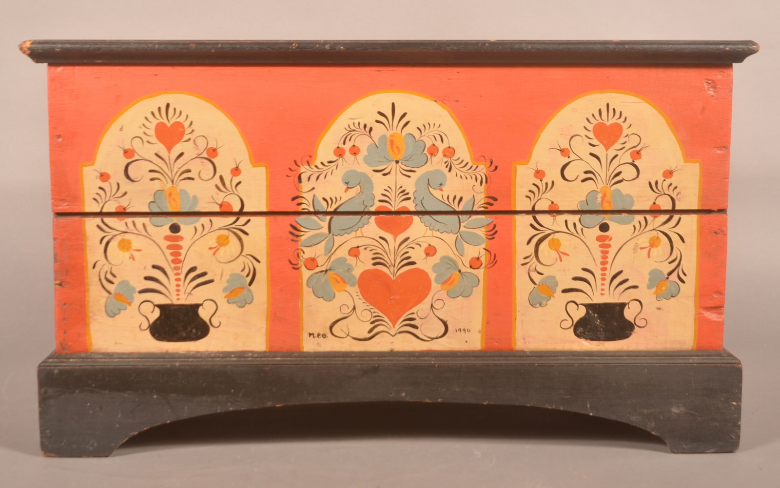 Early Child's Chest w/ Tombstone Decoration (1 of 5)