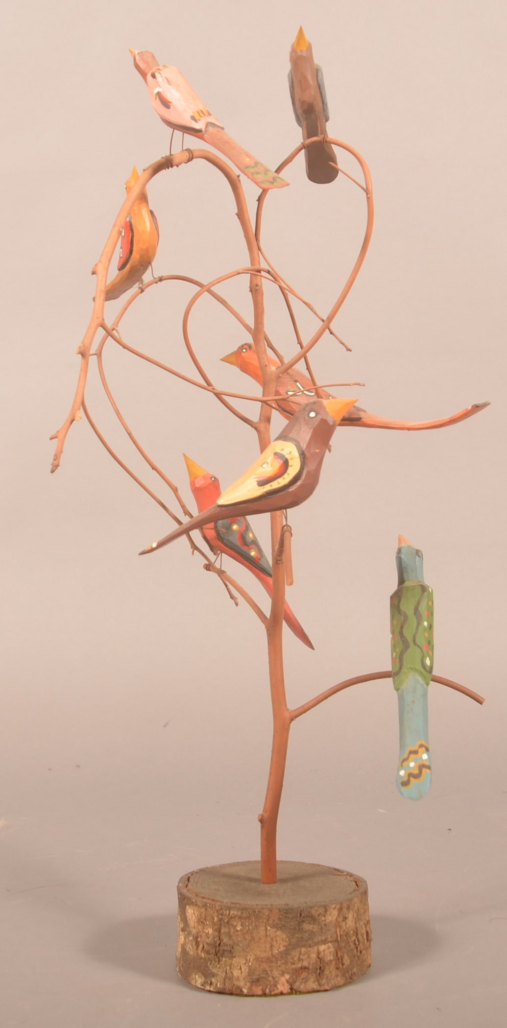 Large Folk Art Carved Bird Tree (1 of 3)