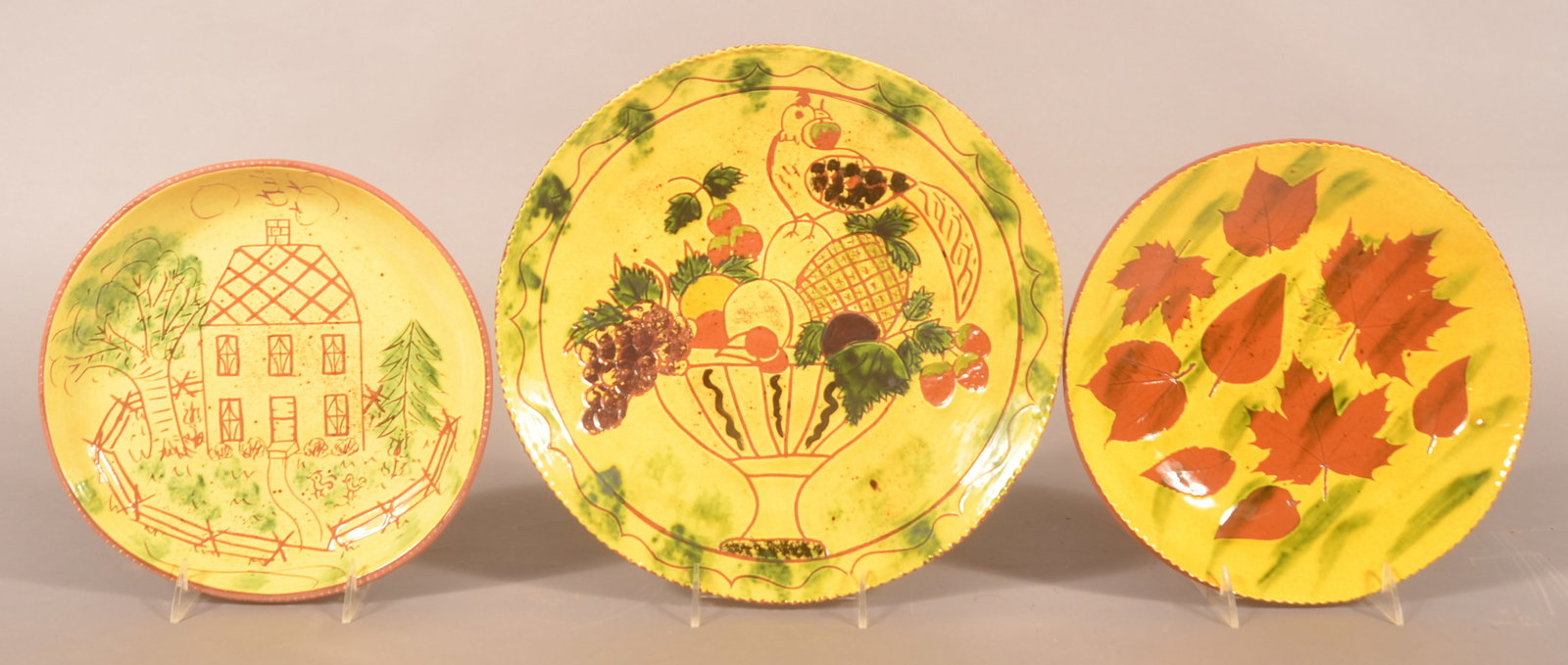 3 Graduated-Size Breininger Redware Plates (1 of 2)