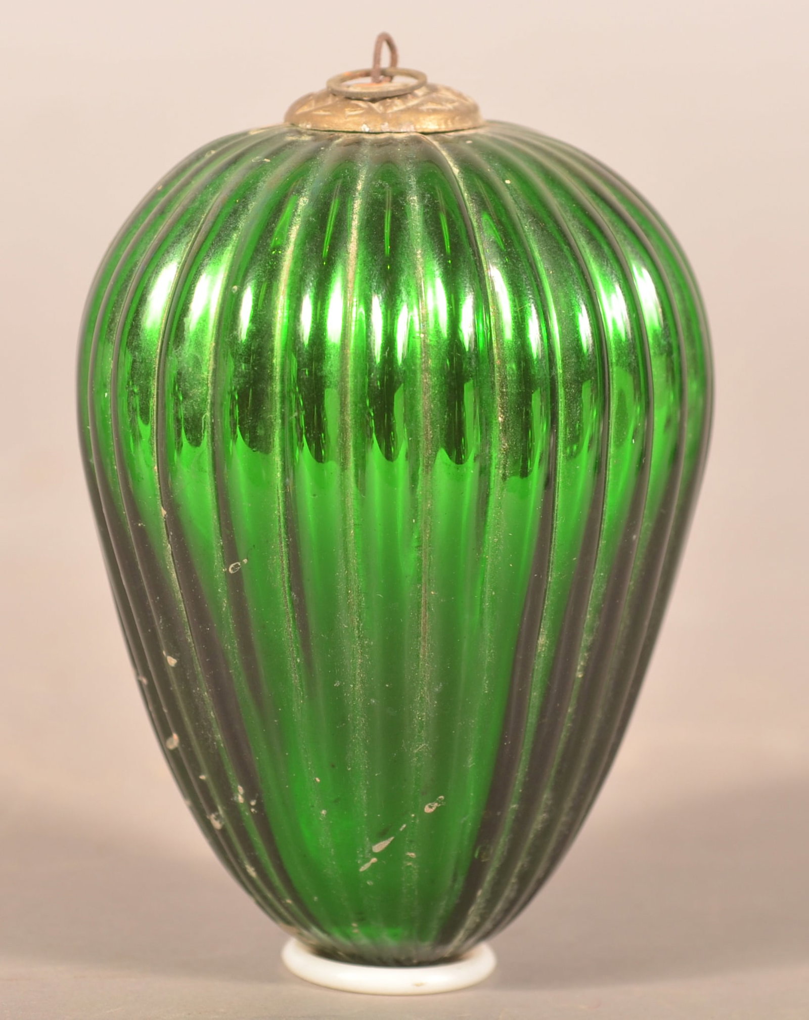 Great Ribbed Green Egg German Christmas Kugel (1 of 4)