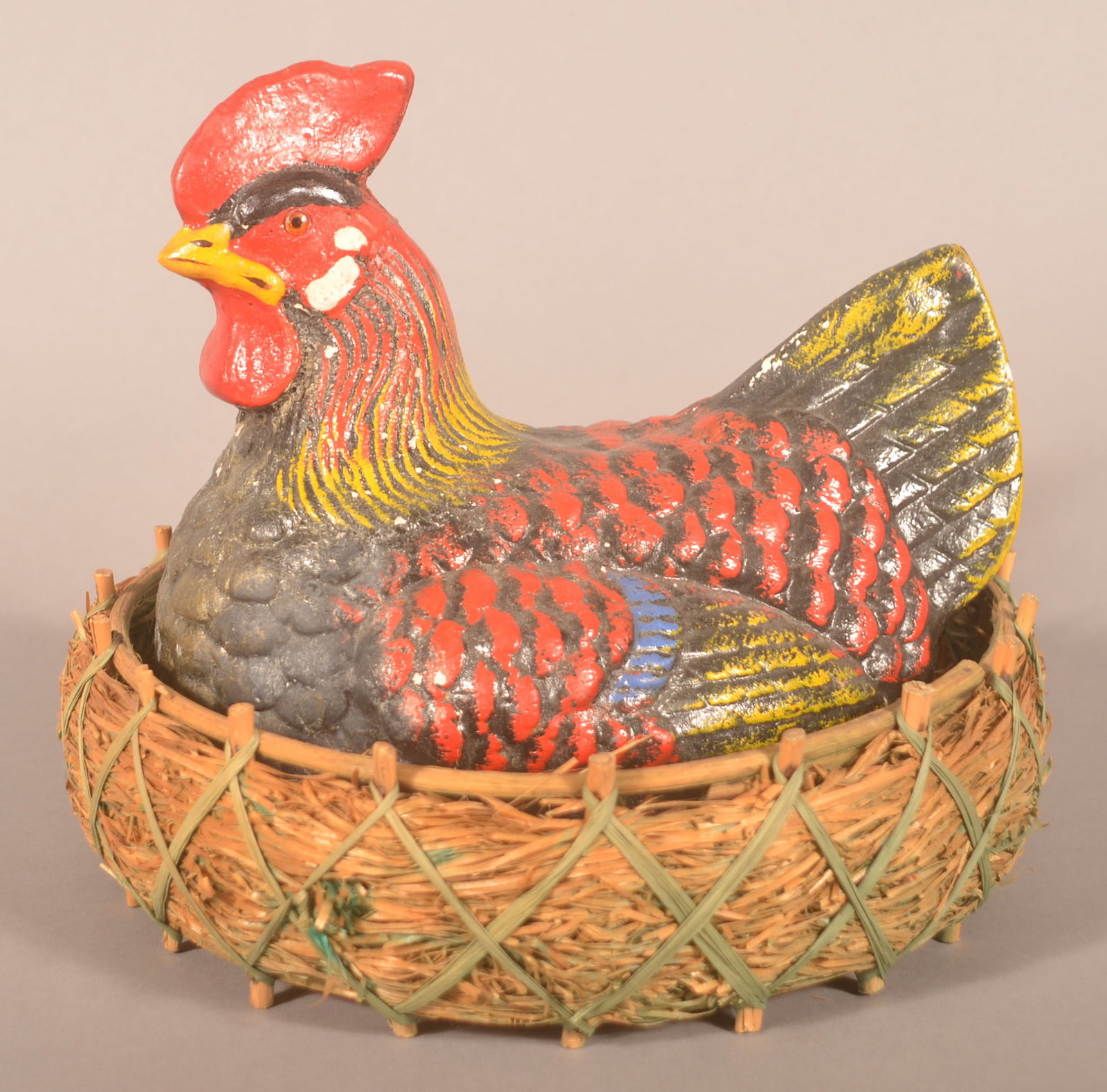 Antique Composition Chicken on Nest (1 of 6)