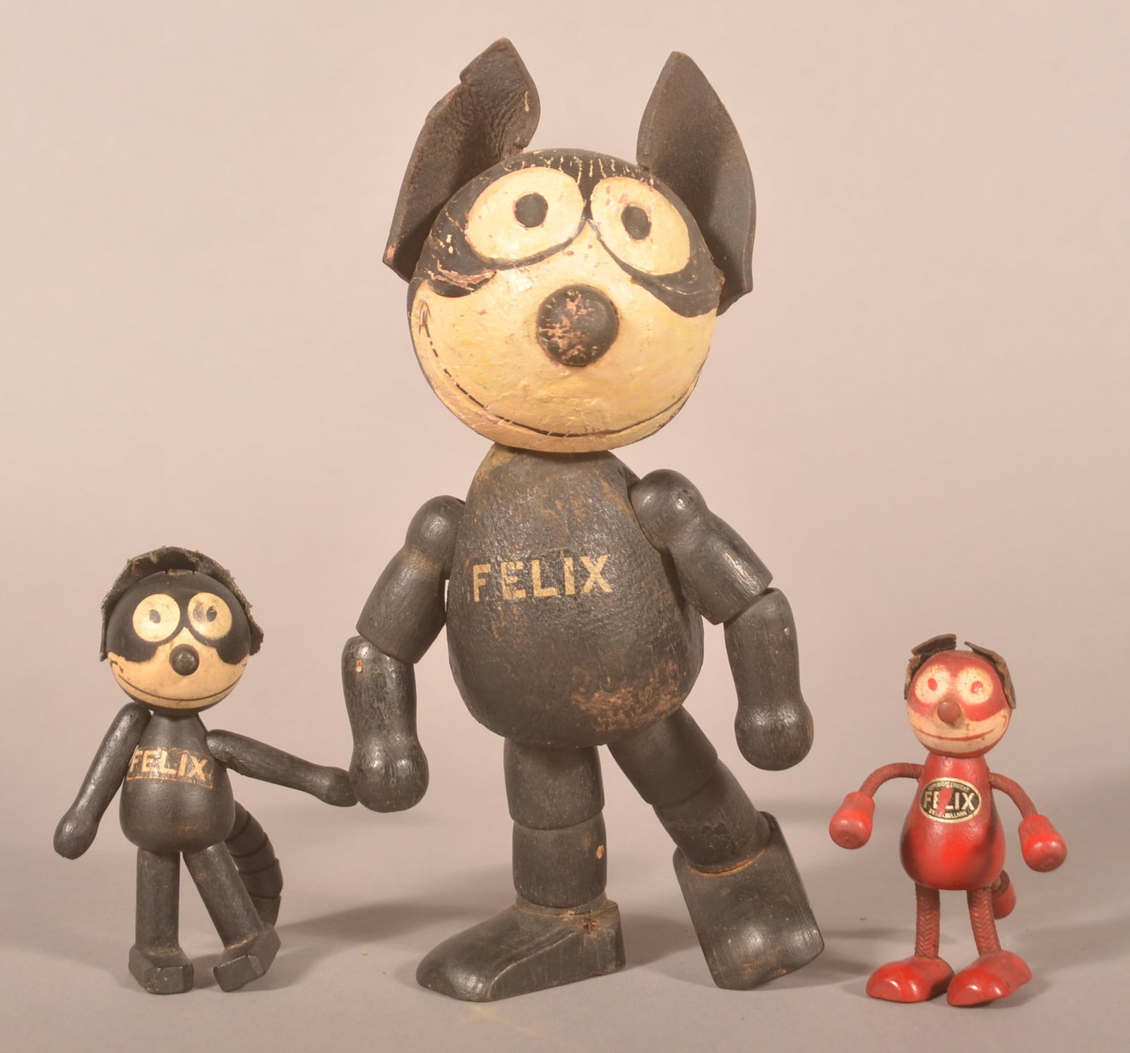 3 Different Felix Wood Toys Incl. Rare Red Felix (1 of 9)