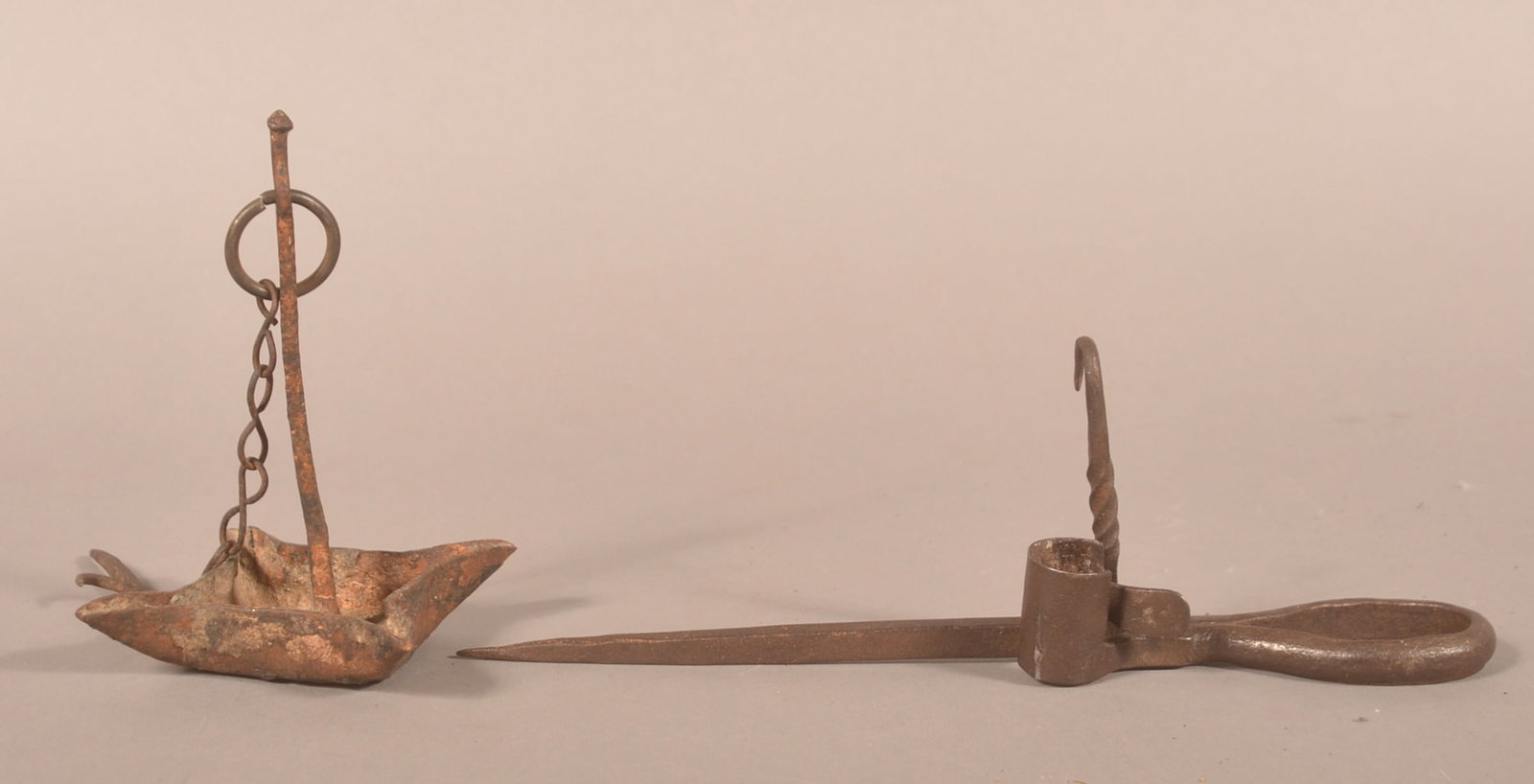 Wrought Iron Sticking Tommy and Grease Lamp (1 of 3)