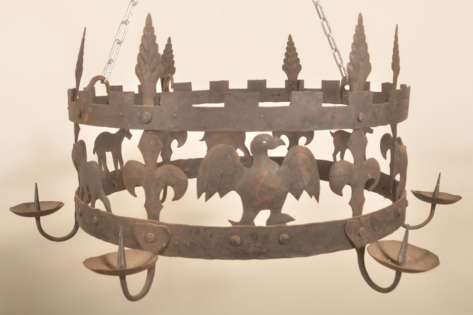 Arts & Crafts Lodge Hanging Candle Chandelier (1 of 6)