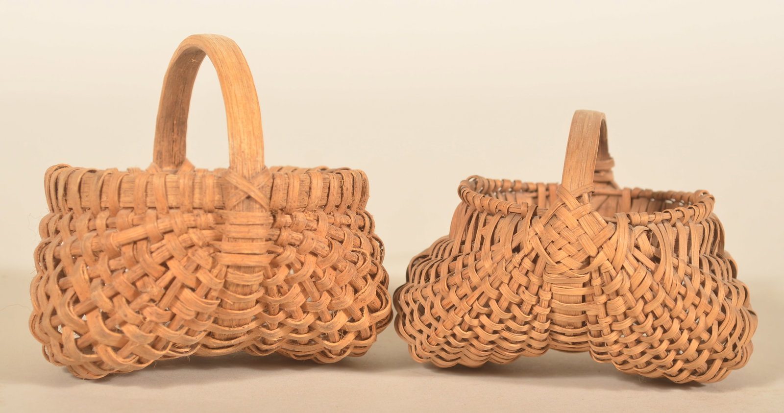 2 Miniature Splint Oak Buttocks Baskets (1 of 4)