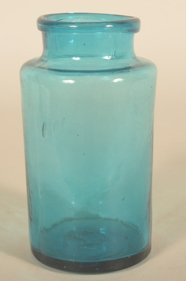 Early Pontiled Cobalt Blue Blown Glass Storage Jar (1 of 4)
