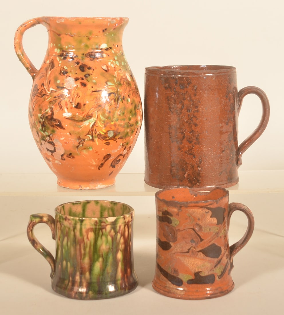 Early Privy Dug Slip-Decorated Mugs & Pitcher (1 of 4)