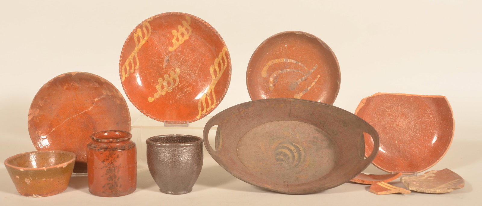 Early Dug Redware Plates, Crocks & Red Toleware (1 of 3)