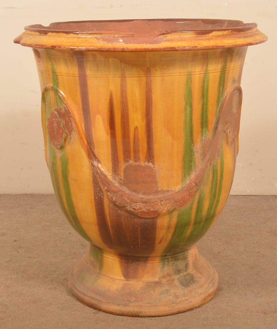 Great Large Antique Glazed Redware Planter (1 of 4)