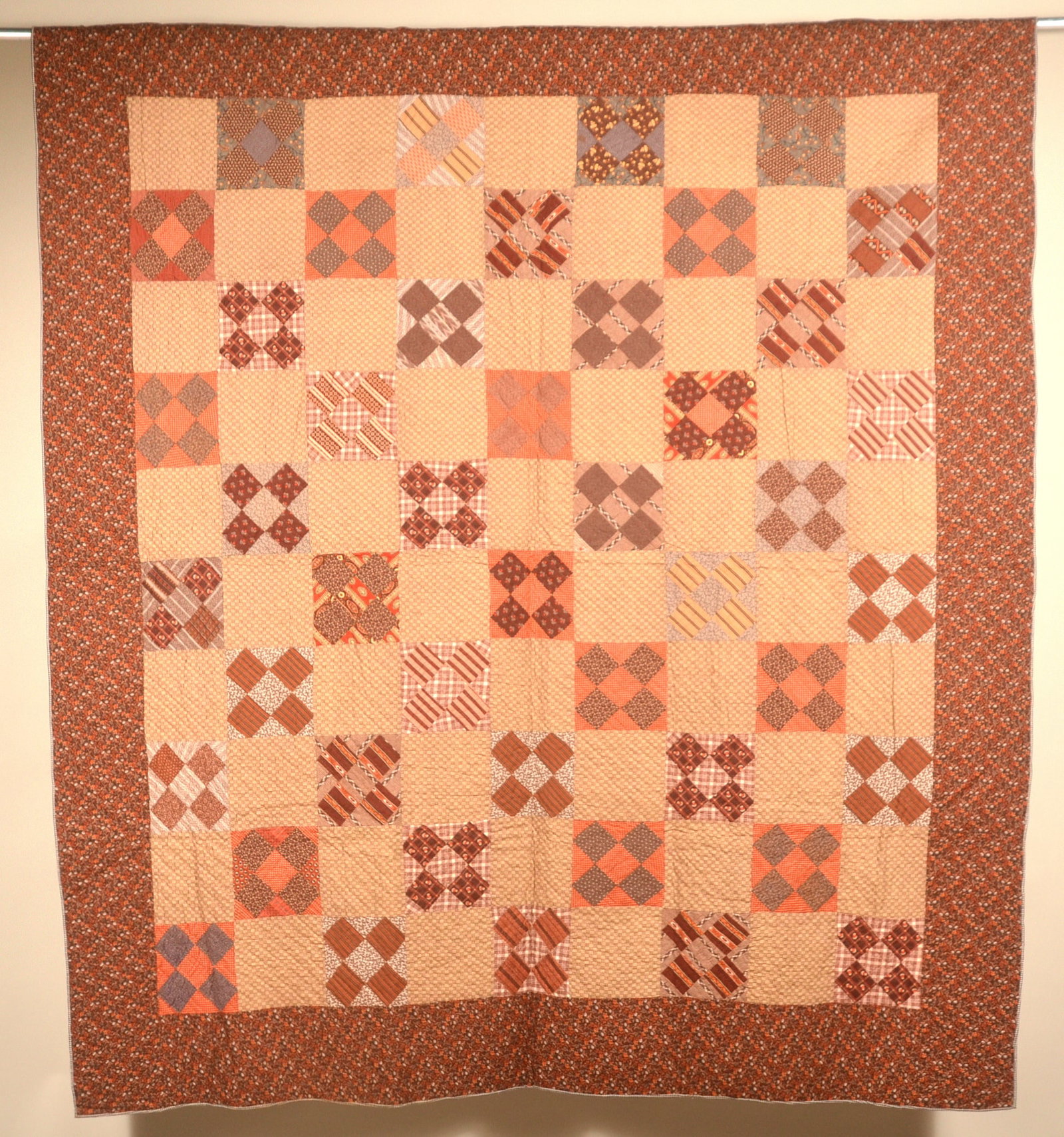 Beautiful Antique Maryland 4-Patch Hand-Sewn Quilt (1 of 6)