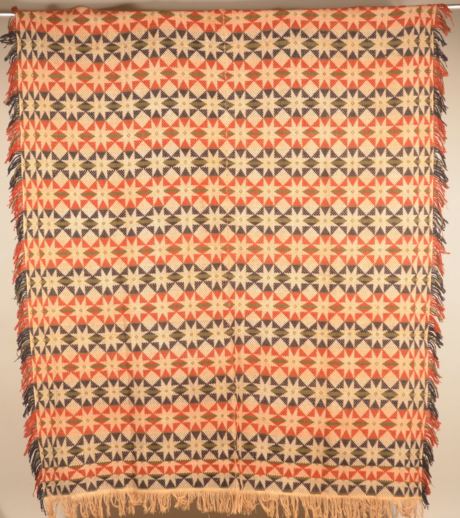 4-Color PA Geometric Antique Woven Coverlet (1 of 5)