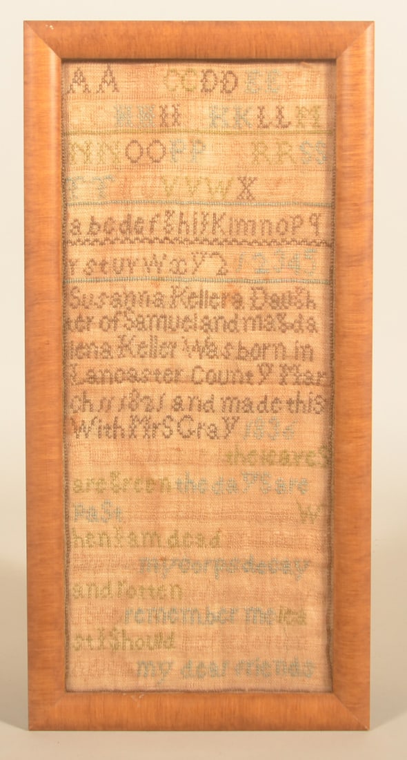 Rare Ephrata, PA 1836 Susanna Keller Sampler (1 of 5)