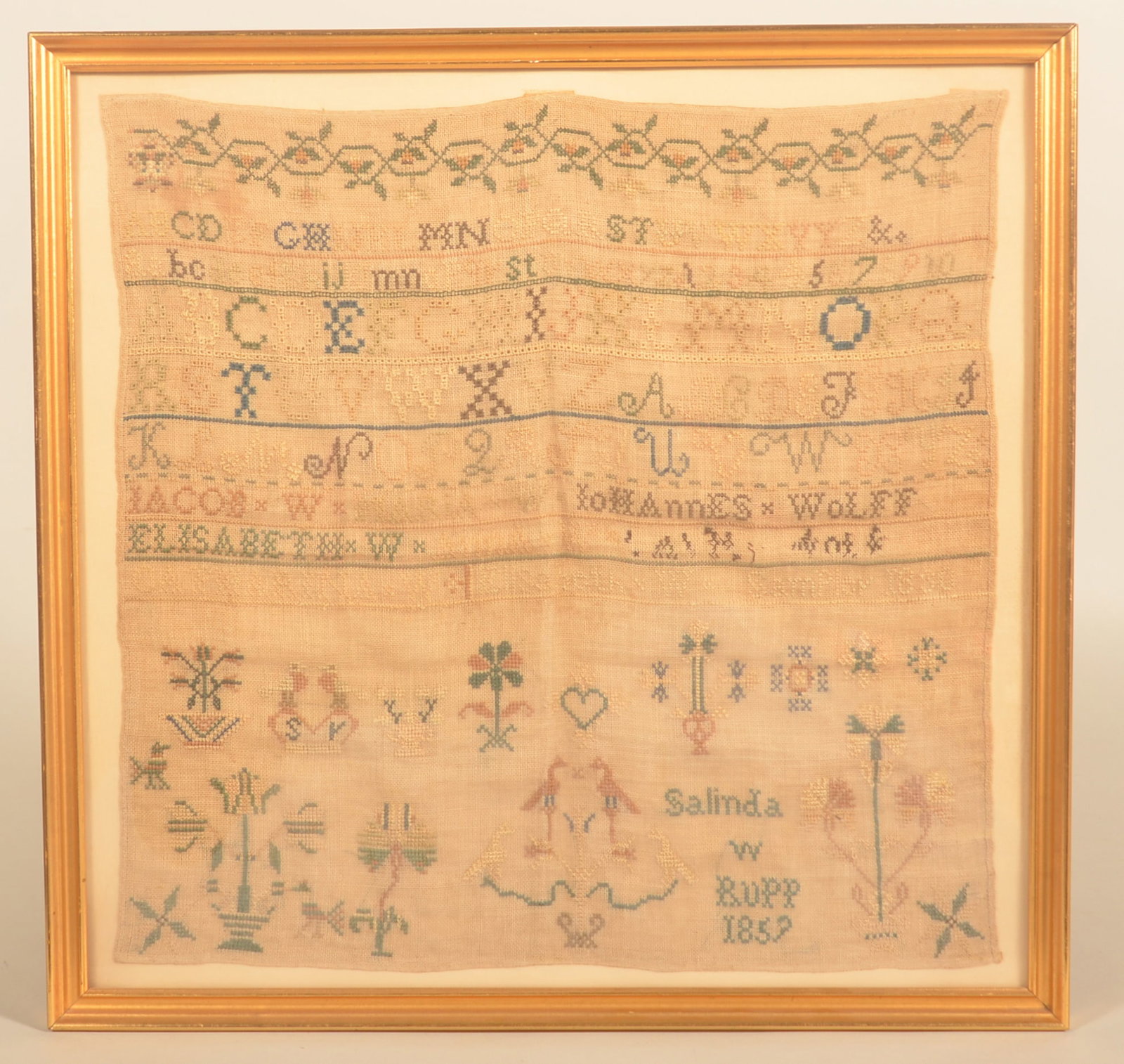 Rare Manheim, PA 1830 Wolff Family Sampler (1 of 6)