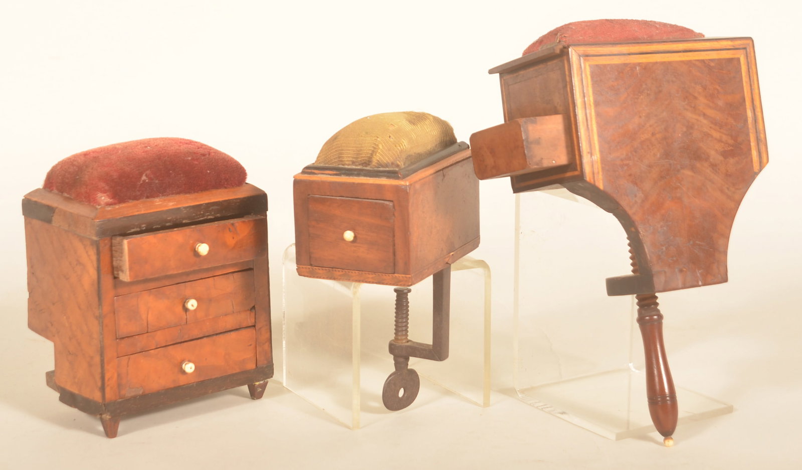 Group Early Table Mount Pin Cushion Sewing Boxes (1 of 9)