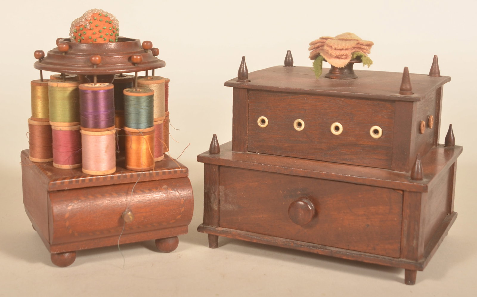 2 Antique Wood Sewing Stands & Spool Holders (1 of 5)