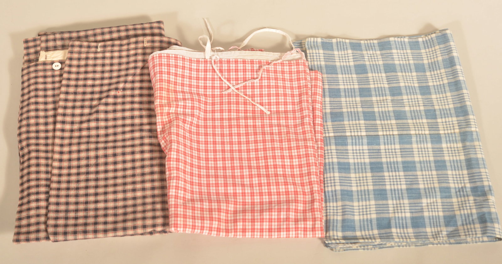 2 Antique Linen Bed Tickings & Blue/White Bolster (1 of 5)