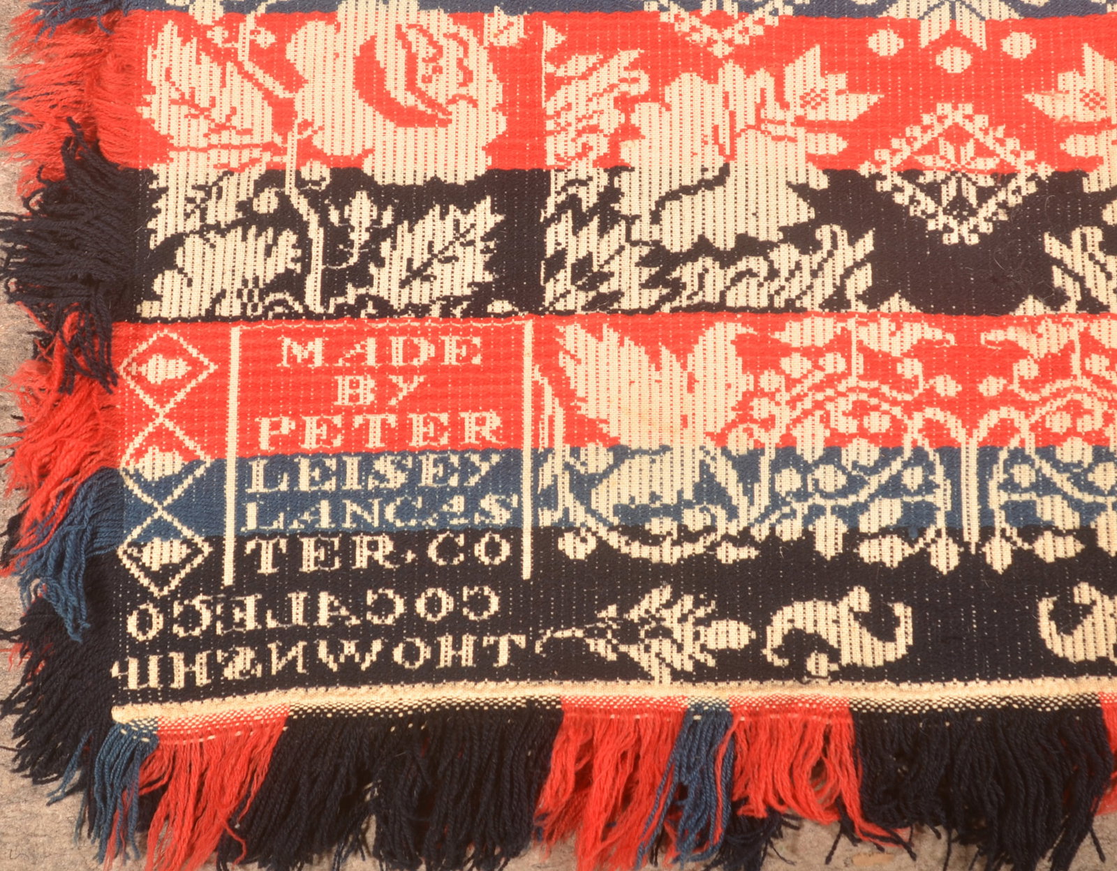 Rare Peter Leisey Cocalico Twp. 4-Color Coverlet (1 of 6)