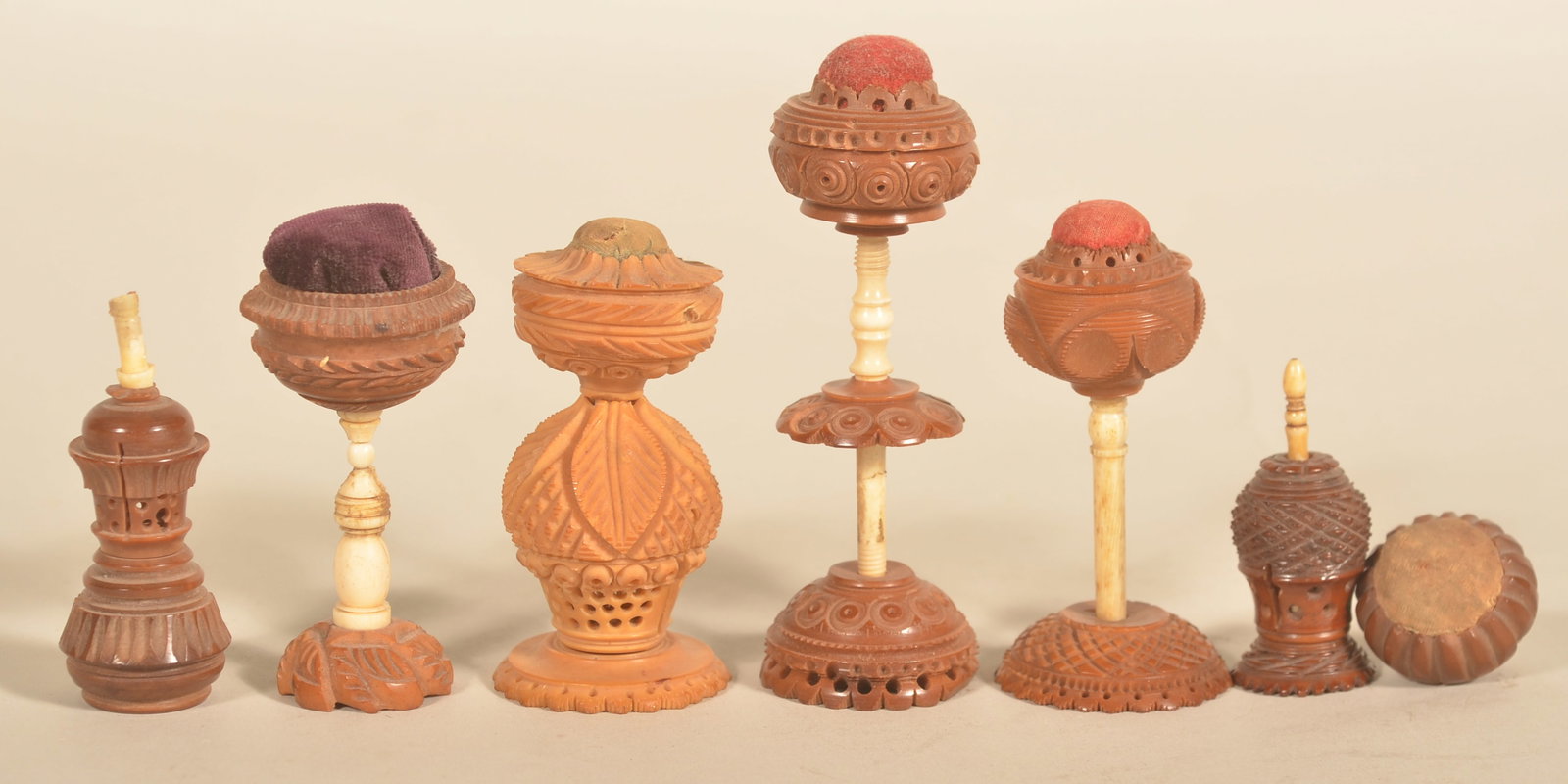 Antique Turned Tagua & Bone Needle Cases (1 of 3)