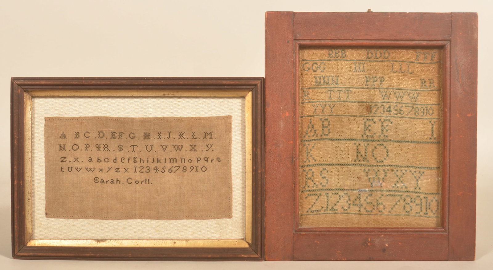 2 Antique Framed Alphabet Samplers Incl. Ohio (1 of 5)