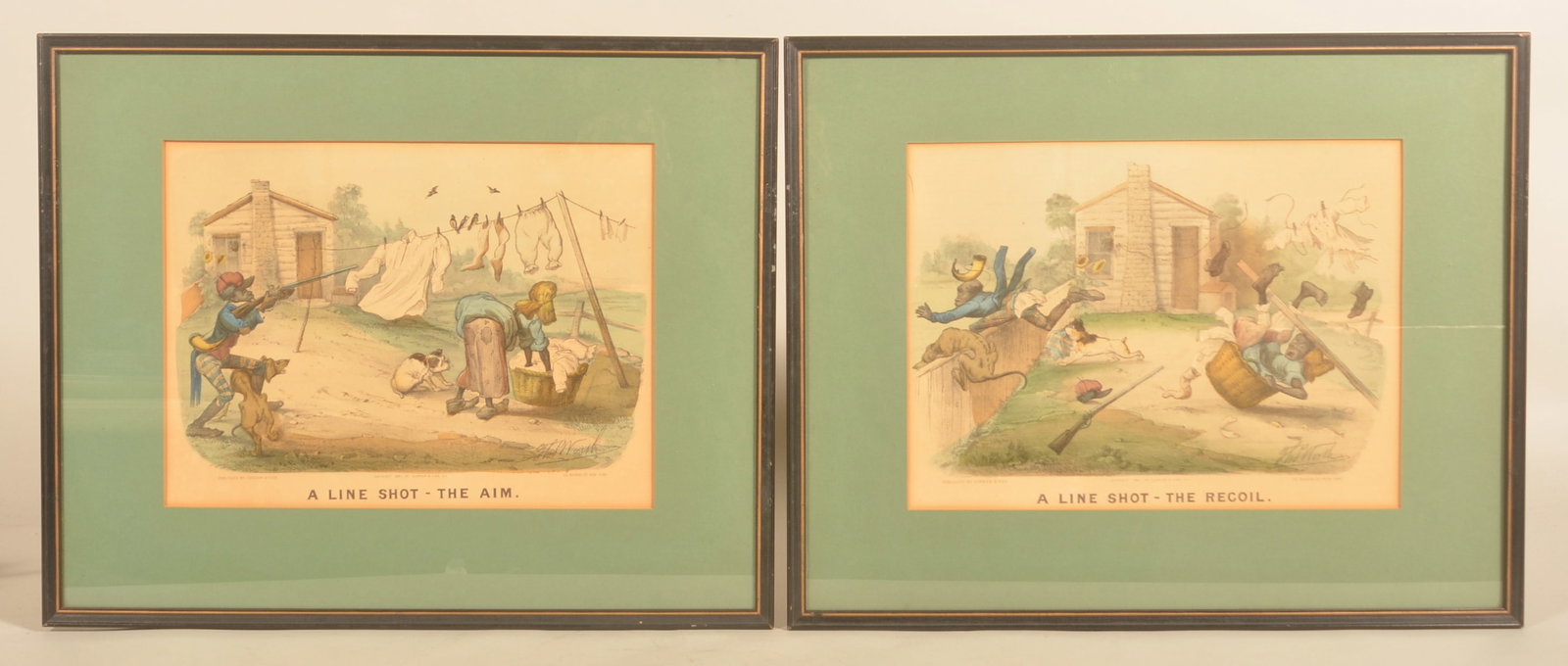 2 Black Americana Currier & Ives Antique Prints (1 of 3)