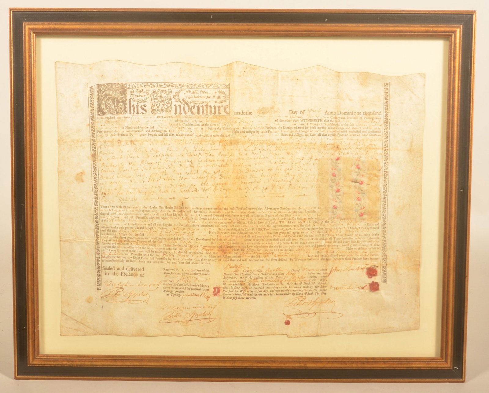 1765 John Womelsdorf Berks Co., PA Indenture (1 of 7)