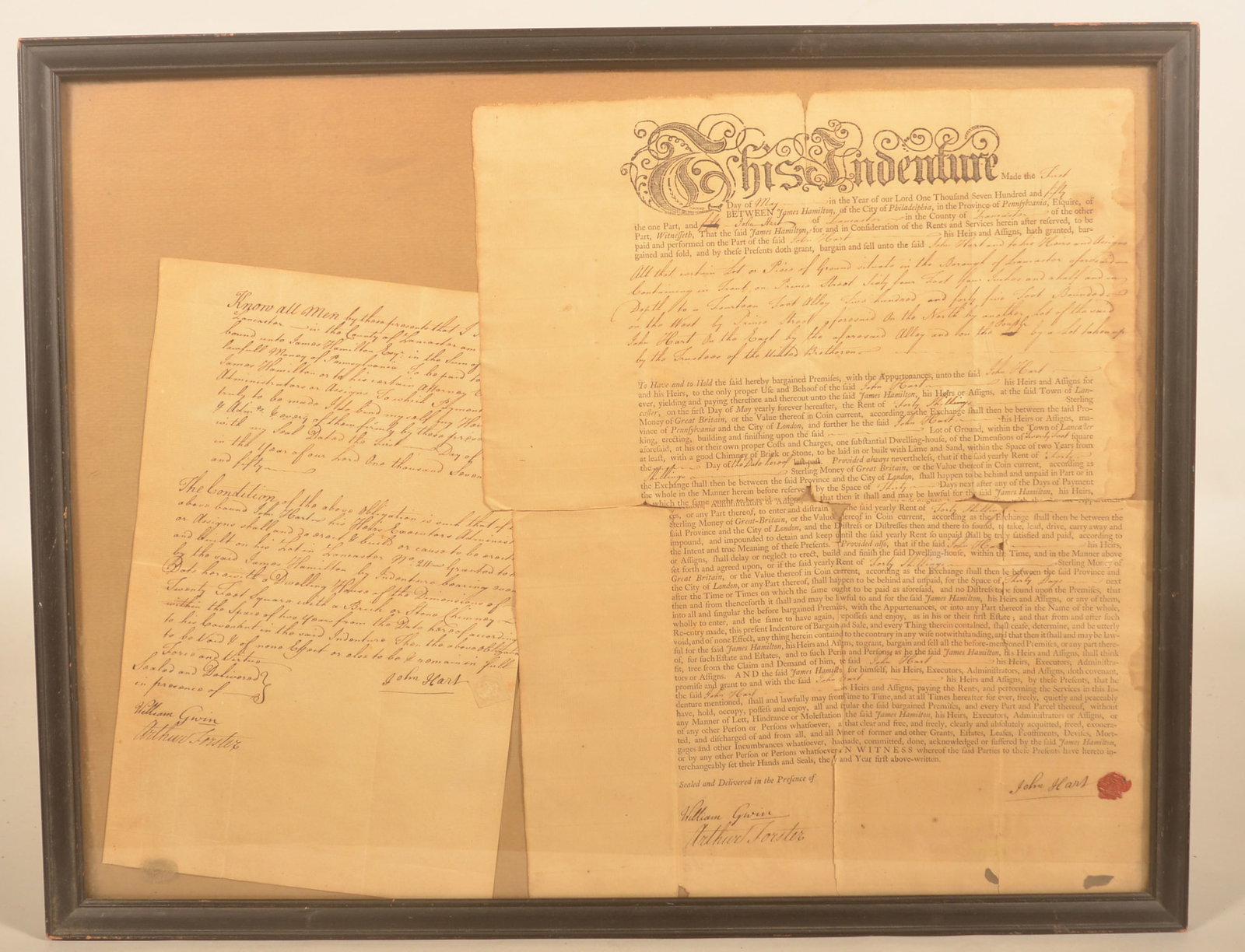 Rare 1750 Prince Street, Lancaster City Indenture (1 of 5)