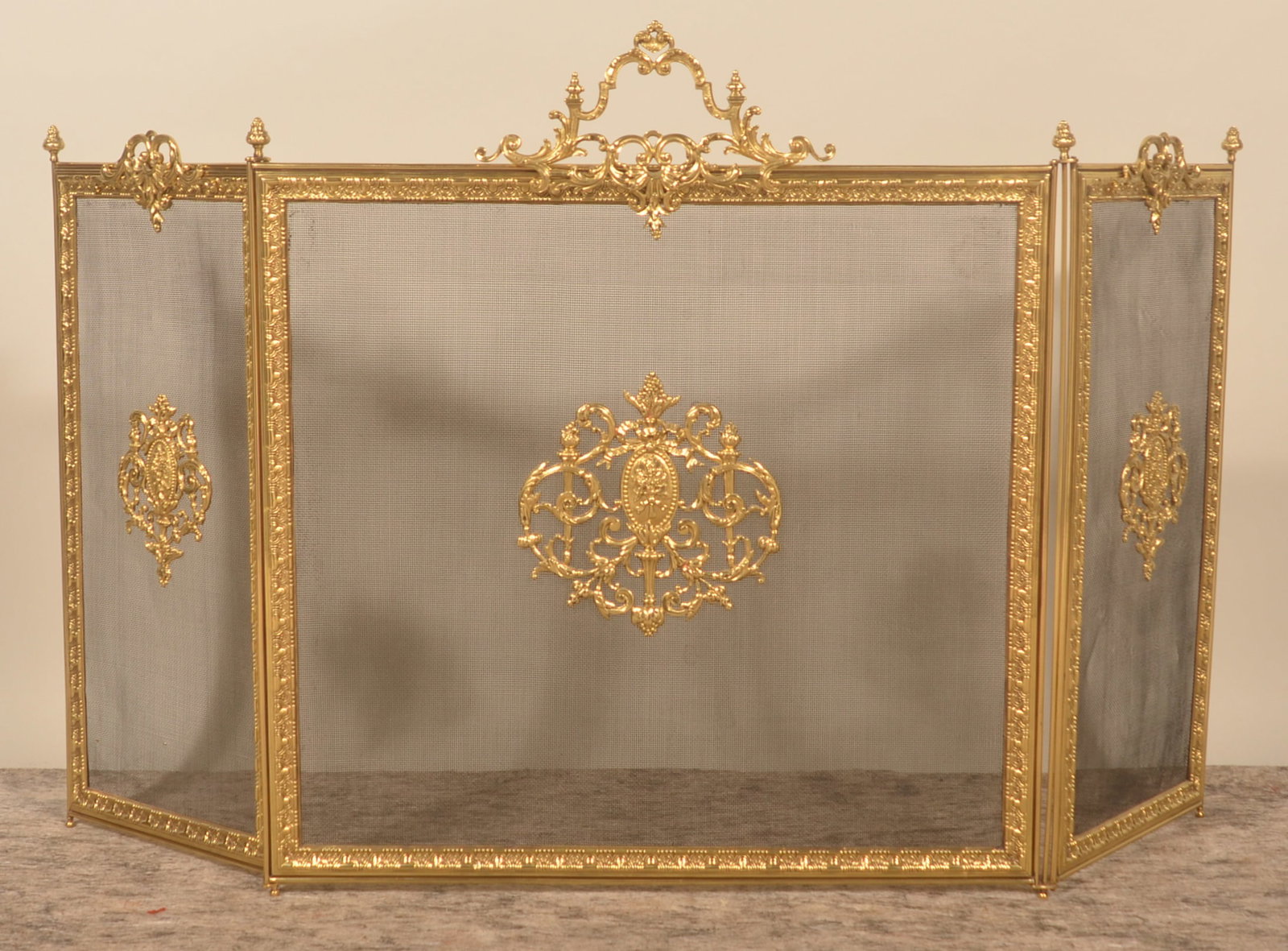 Exceptional Complete Brass Fireplace Set - 5