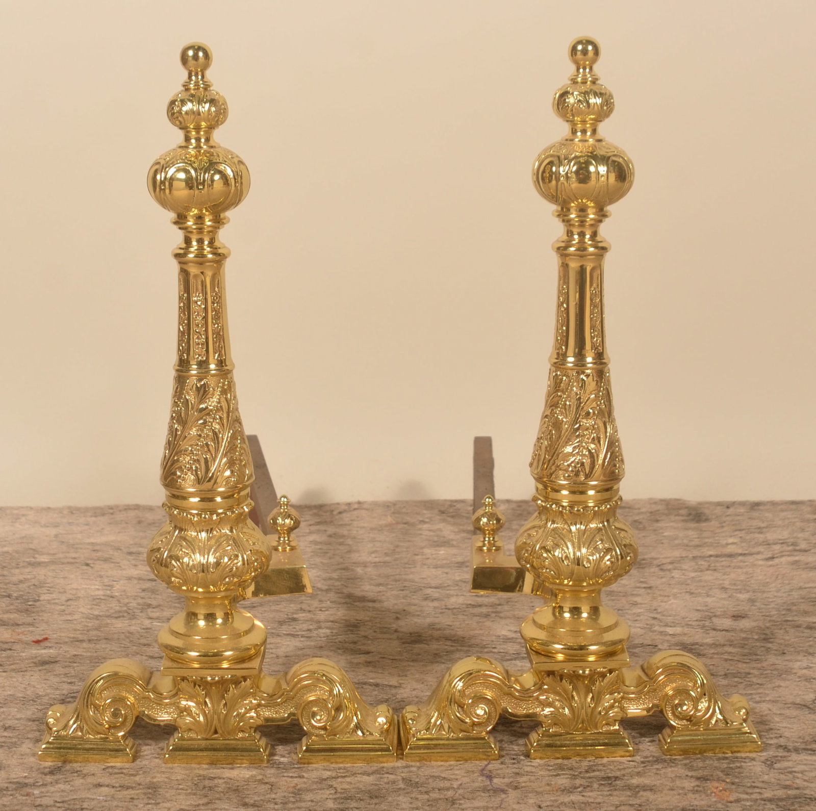 Exceptional Complete Brass Fireplace Set - 7