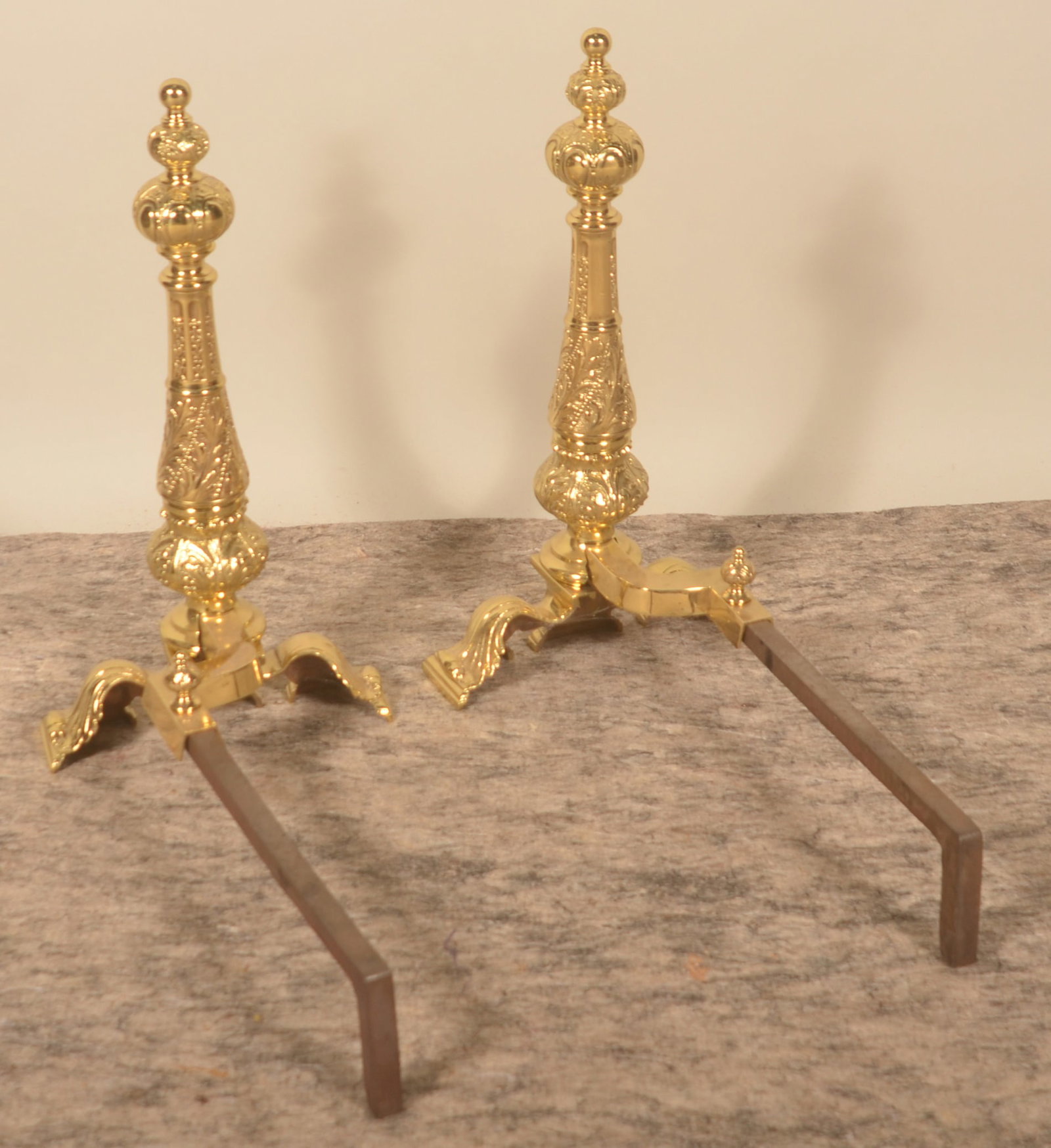 Exceptional Complete Brass Fireplace Set - 8