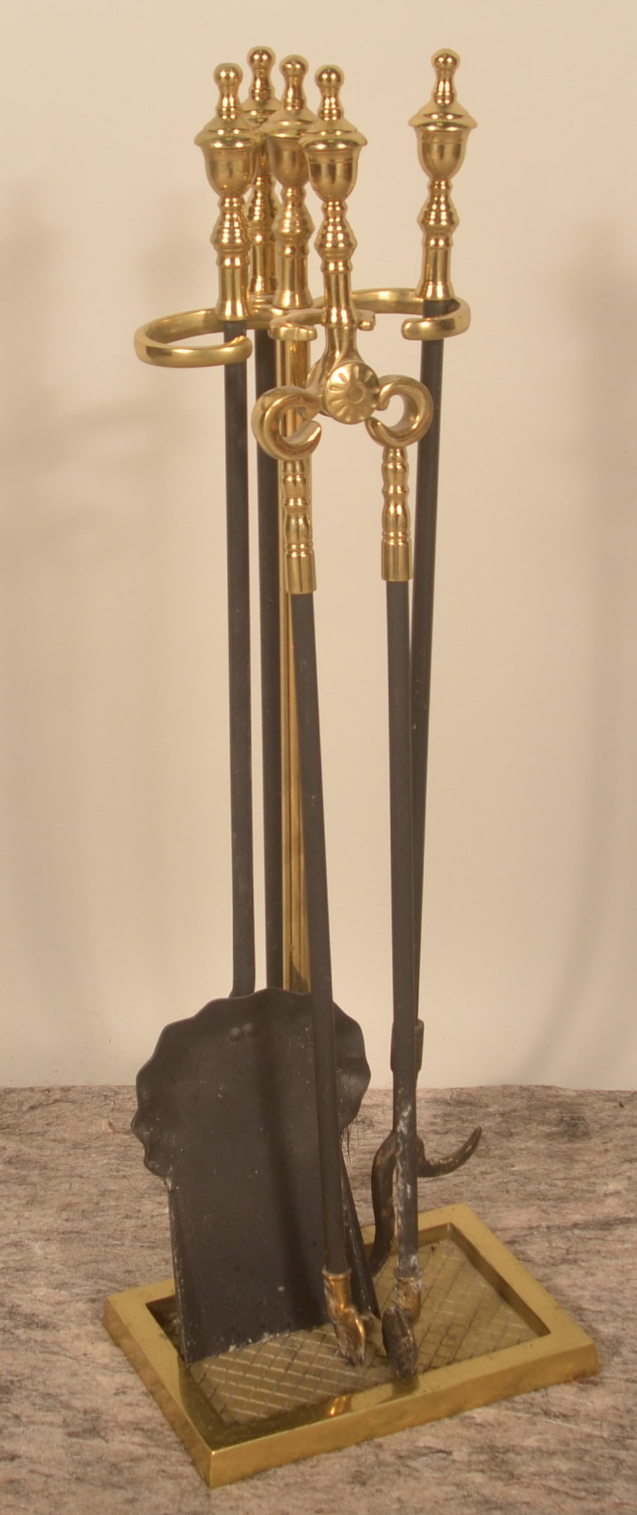 Exceptional Complete Brass Fireplace Set - 9