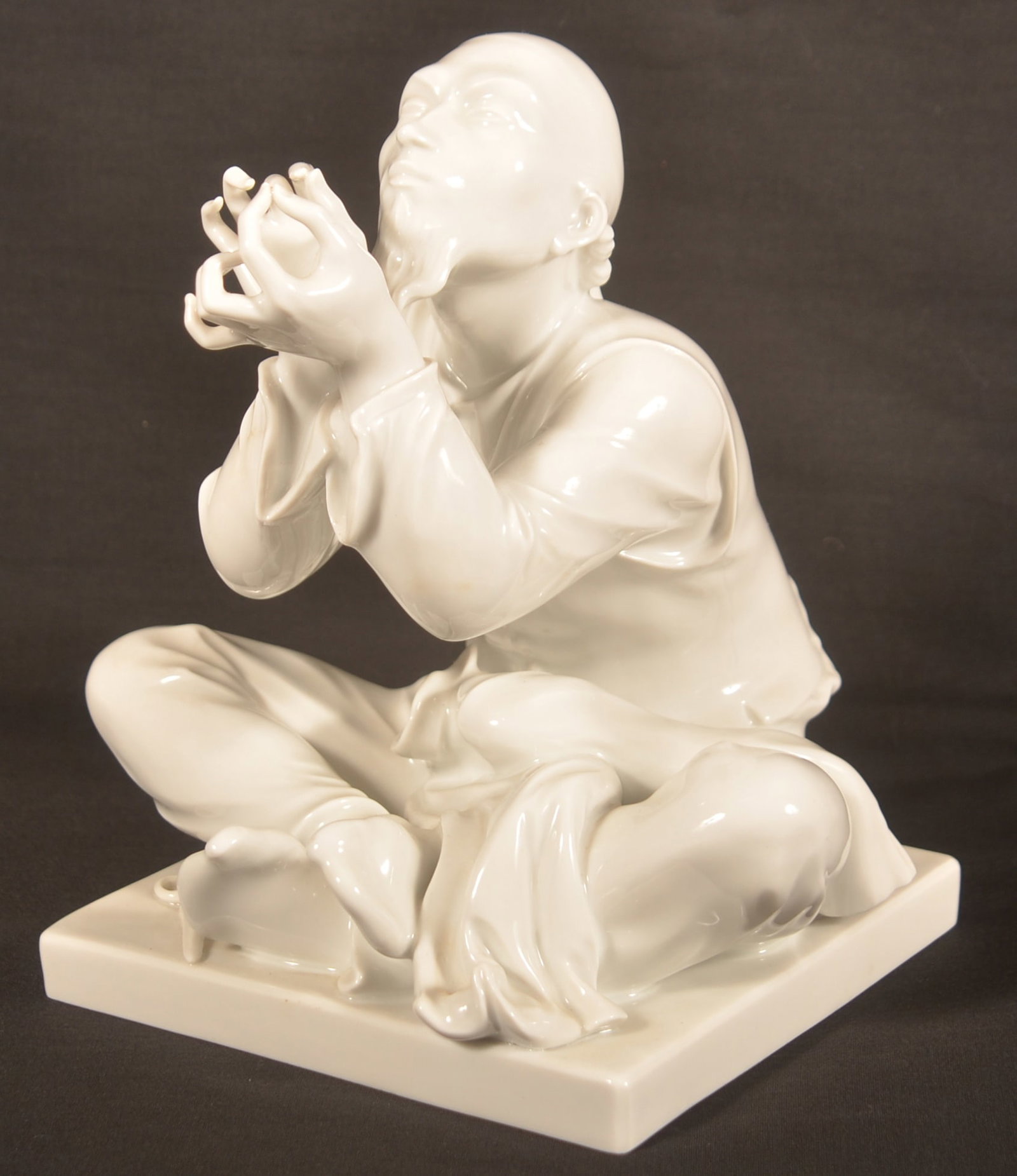 Meissen Blanc de Chine Porcelain Chinese Tailor: German, ca.1950. Designed by Alexander Struck. Signed on base with double slash mark through the crossed swords. 7.85"H x 7.85"W and 7"D