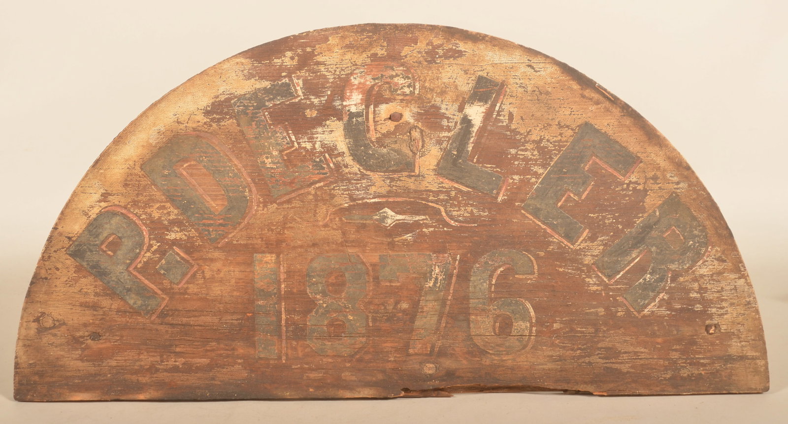 Philip Degler Berks Co., PA 1876 House Dateboard: P. Degler 1876 dateboard on 1" thick pine. An exciting opportunity to purchase a rare surviving piece of architectural history from a local collection. This and Lots 414 to 417 were assembled over yea